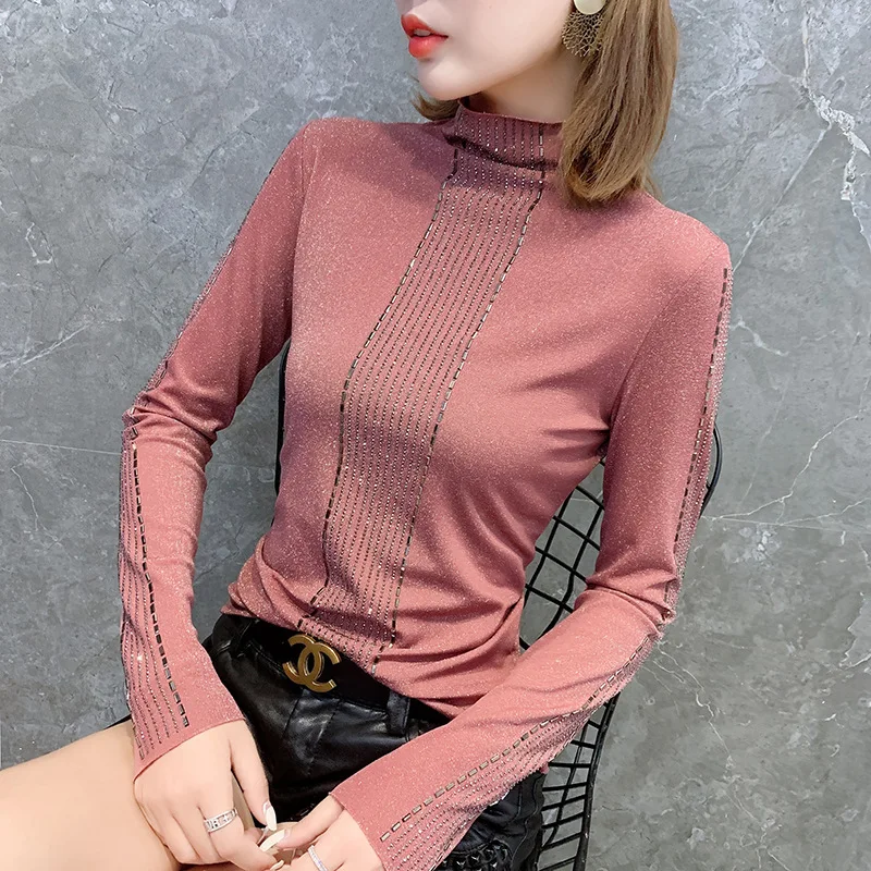 High Collar Women's Bottoming Shirt Autumn And Winter New Women's T-Shirt Slim Bright Silk Long Sleeve Women's T-Shirt
High Collar Women's Bottoming Shirt Autumn And Winter New Women's T-Shirt Slim Bright Silk Long Sleeve Women's T-Shirt