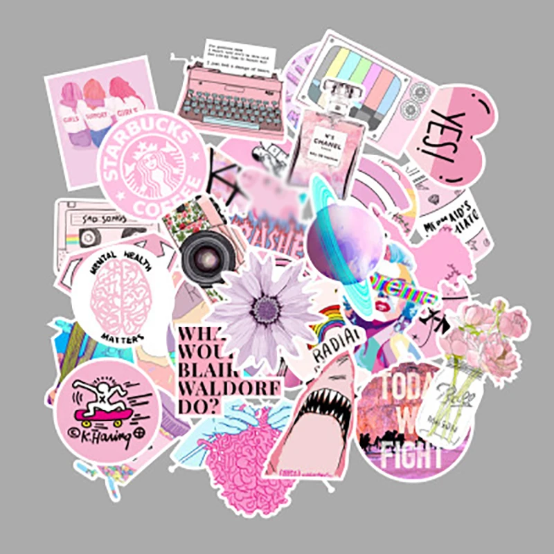 53PCS/SET Stickers Vsco Girl Stickers Pink Style Fashion Pattern Stickers On Laptop The Fridge Car Sticker Pack Decor
53PCS/SET Stickers Vsco Girl Stickers Pink Style Fashion Pattern Stickers On Laptop The Fridge Car Sticker Pack Decor