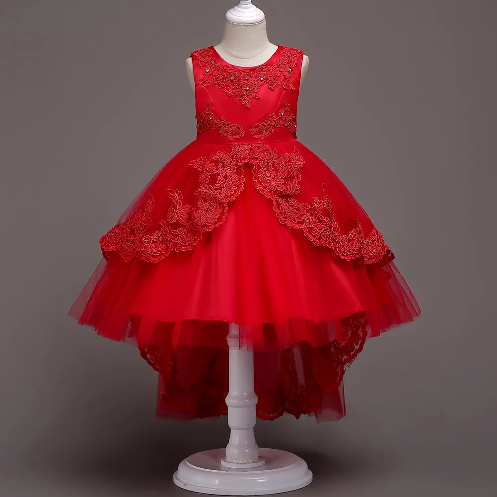Girls Princess Dress Formal Dress Tailing Stitched Pattern Beads Sleeveless Dress biao yan qun Children Shirt 
Girls Princess Dress Formal Dress Tailing Stitched Pattern Beads Sleeveless Dress biao yan qun Children Shirt