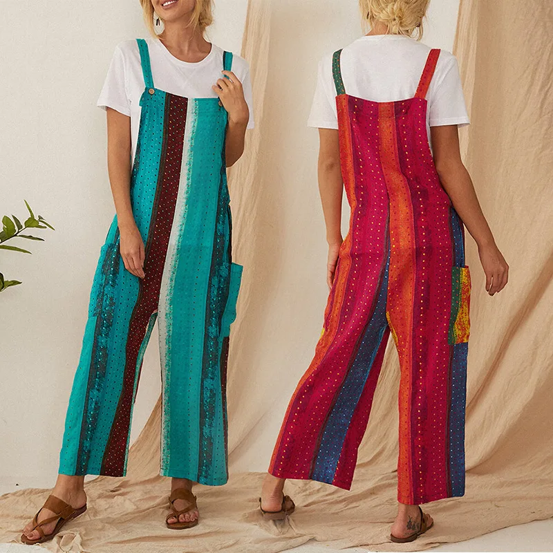 2020 Spring and Summer New Fashion Hot Selling Women's Loose Slimming Cotton and Linen Printed Strap Jumpsuit
2020 Spring and Summer New Fashion Hot Selling Women's Loose Slimming Cotton and Linen Printed Strap Jumpsuit