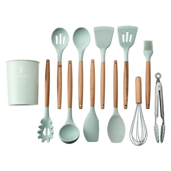 12Pcs Kitchen Utensil Set Silicone Cooking Utensils Cooking Spatula Heat Resistant Tools With Wooden Handle For Nonstick Non Scr
12Pcs Kitchen Utensil Set Silicone Cooking Utensils Cooking Spatula Heat Resistant Tools With Wooden Handle For Nonstick Non Scr
