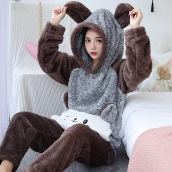 New 2 Pieces Women Winter Pajama Sets Cute Cartoon Long Sleeve Hooded Sleepwear Fashion Ladies Warm Pyjama Suit Home Clothes
New 2 Pieces Women Winter Pajama Sets Cute Cartoon Long Sleeve Hooded Sleepwear Fashion Ladies Warm Pyjama Suit Home Clothes