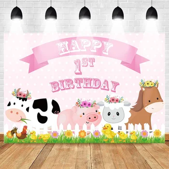 Farm Theme Happy 1st Birthday Photo Backdrop Animal Birthday Party Decoration Props Background Pink Wave Point Cow Pig
Farm Theme Happy 1st Birthday Photo Backdrop Animal Birthday Party Decoration Props Background Pink Wave Point Cow Pig