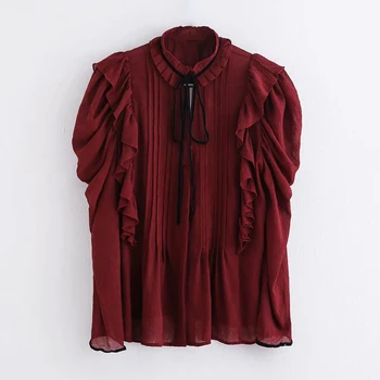 Women's Autumn Red Chiffon Shirt 2019 New Stand Collar Bow Puff Sleeve Ruffled Light Breathable Long Sleeve Retro Elegant Pastor
Women's Autumn Red Chiffon Shirt 2019 New Stand Collar Bow Puff Sleeve Ruffled Light Breathable Long Sleeve Retro Elegant Pastor