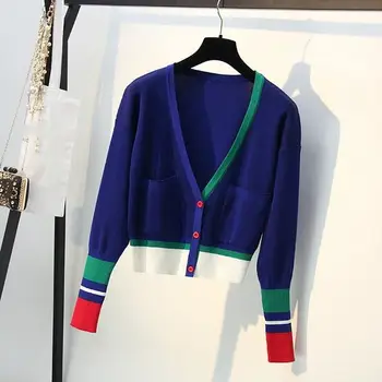 Fashion Casual Knitted Women Fall V-Neck Striped Cardigans Contrast Patchwork Pockets Slim Coats Button Long Sleeve Cardigans
Fashion Casual Knitted Women Fall V-Neck Striped Cardigans Contrast Patchwork Pockets Slim Coats Button Long Sleeve Cardigans