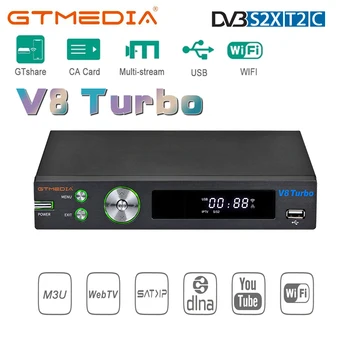 Satellite Receiver GTMEDIA V8 Turbo DVB-S2/S2X/T2 Support WIFI H.265 DLNA HEVC CA card slot and multi-room upgrade V8 Pro2 
Satellite Receiver GTMEDIA V8 Turbo DVB-S2/S2X/T2 Support WIFI H.265 DLNA HEVC CA card slot and multi-room upgrade V8 Pro2