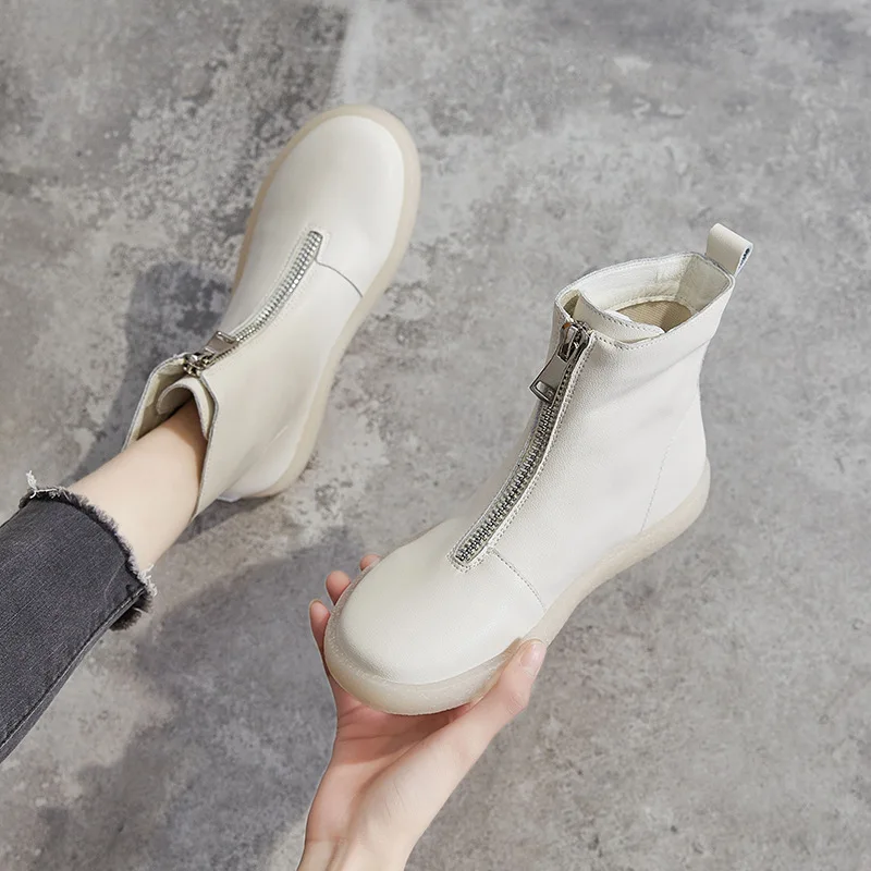 Botines planos de piel - true-deals-club