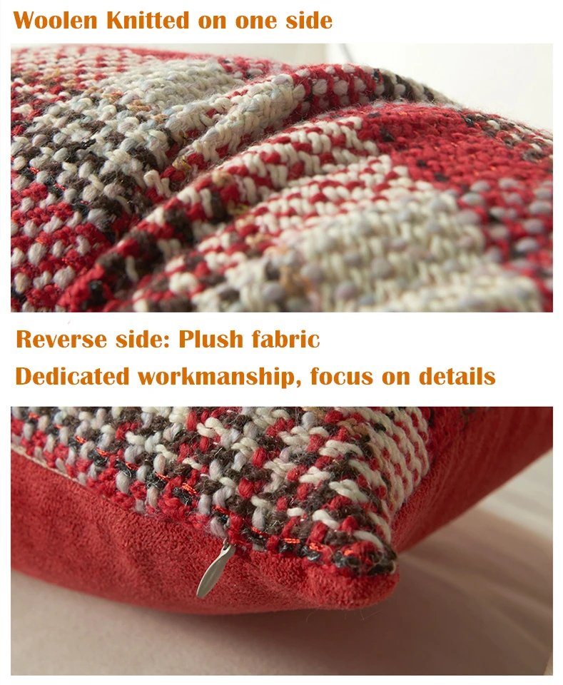 Description Picture 5 of itemNEW Luxury Woolen knitted Plaids Decorative Pillows Cover Wool Plush Throw Pillows for Couch Chairs Bedroom Pillow Cushion Cover