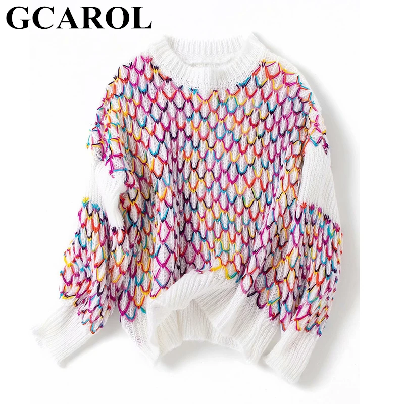 GCAROL New Women Colorful Crochet Sweater Drop Shoulder Oversize Personality Jumper Fall Winter Short Knit Pullover Tops
GCAROL New Women Colorful Crochet Sweater Drop Shoulder Oversize Personality Jumper Fall Winter Short Knit Pullover Tops