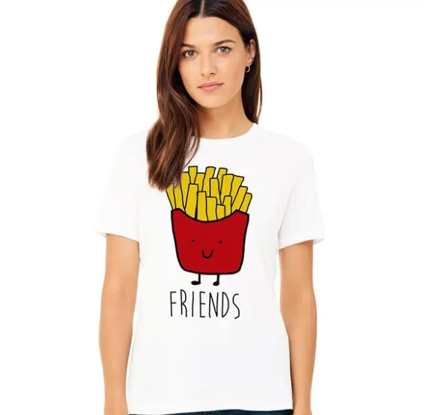 Funny Design Best Friend Matching T-Shirt BFF T Shirt Women Fast Food Tee Shirt for Femme Cotton Tops Tees Hamburger and Fries
Funny Design Best Friend Matching T-Shirt BFF T Shirt Women Fast Food Tee Shirt for Femme Cotton Tops Tees Hamburger and Fries
