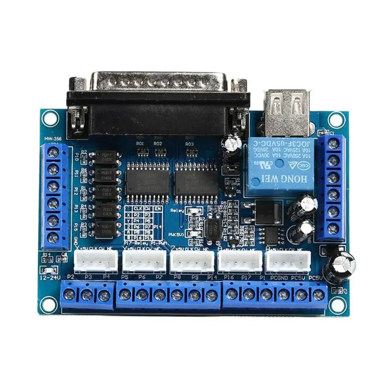 MACH3 5 Axis CNC Breakout Board Stepper Motor Driver Module Optocoupler Isolated Engraving Machine Board 12V-24V With USB Cable
MACH3 5 Axis CNC Breakout Board Stepper Motor Driver Module Optocoupler Isolated Engraving Machine Board 12V-24V With USB Cable