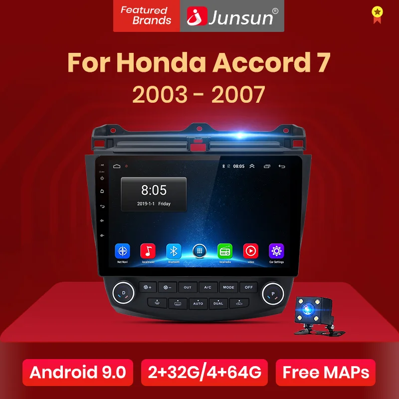 Автомагнитола Junsun V1 Android 9 0 Радио для Honda Accord 7 2003-2007 мультимедийный