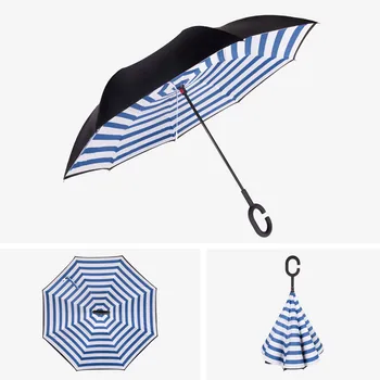 Women Men High Quality Long Handle C Windproof Reverse Folding Double Layer Inverted Umbrella Self Stand Umbrella Rain Sun 
Women Men High Quality Long Handle C Windproof Reverse Folding Double Layer Inverted Umbrella Self Stand Umbrella Rain Sun