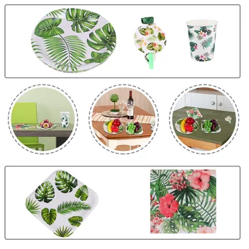 52pcs Hawaiian Theme Disposable Tableware Paper Cup Monstera Leaf Printing Plates Napkins Set Leaf Banner Set Festival Summer Pa
52pcs Hawaiian Theme Disposable Tableware Paper Cup Monstera Leaf Printing Plates Napkins Set Leaf Banner Set Festival Summer Pa