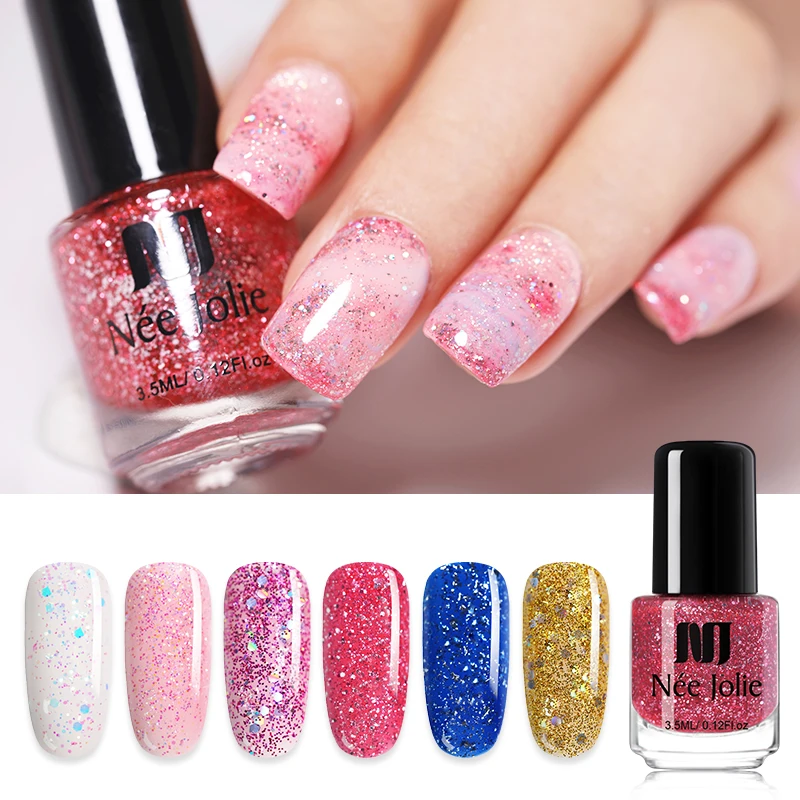 NEE JOLIE Nail Polish Shimmer Glitter Sequins Manicure Red Pink Gold Color Nail Art Polish Varnish Lacquer Decoration 3.5ml
NEE JOLIE Nail Polish Shimmer Glitter Sequins Manicure Red Pink Gold Color Nail Art Polish Varnish Lacquer Decoration 3.5ml
