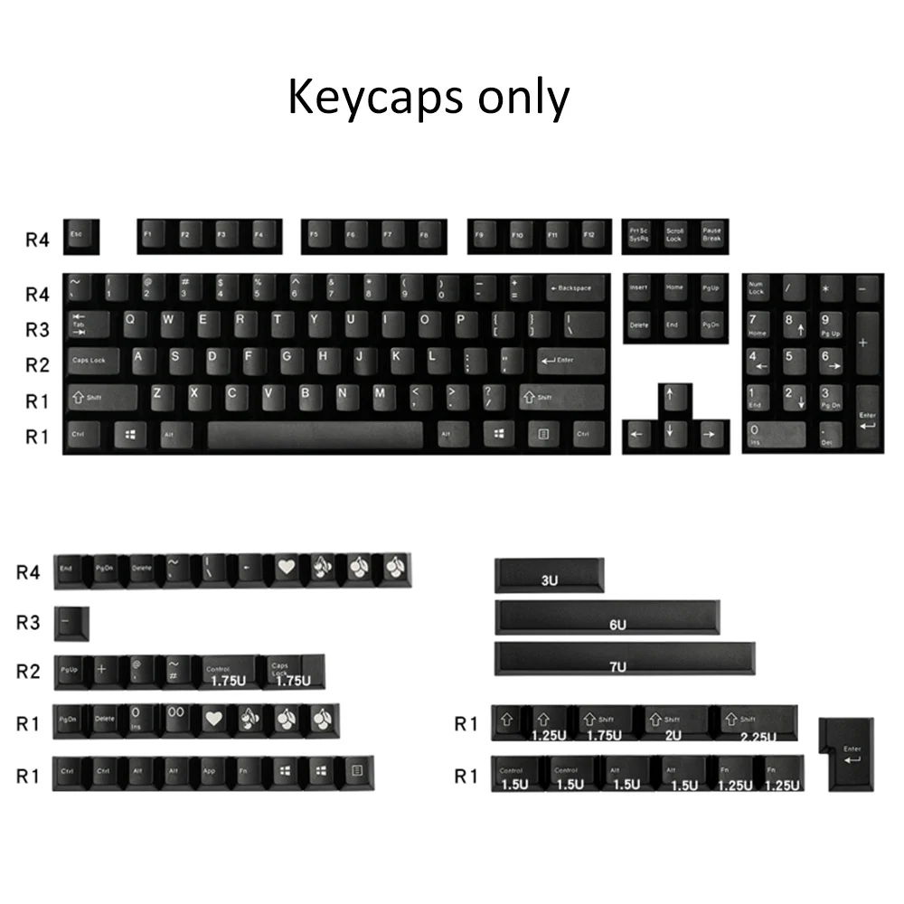 

Pure Black Color 153keys ABS Cherry Profile Keycaps For Cherry Mx Switch Mechanical Gaming Keyboard DIY Matte Touch Key Caps