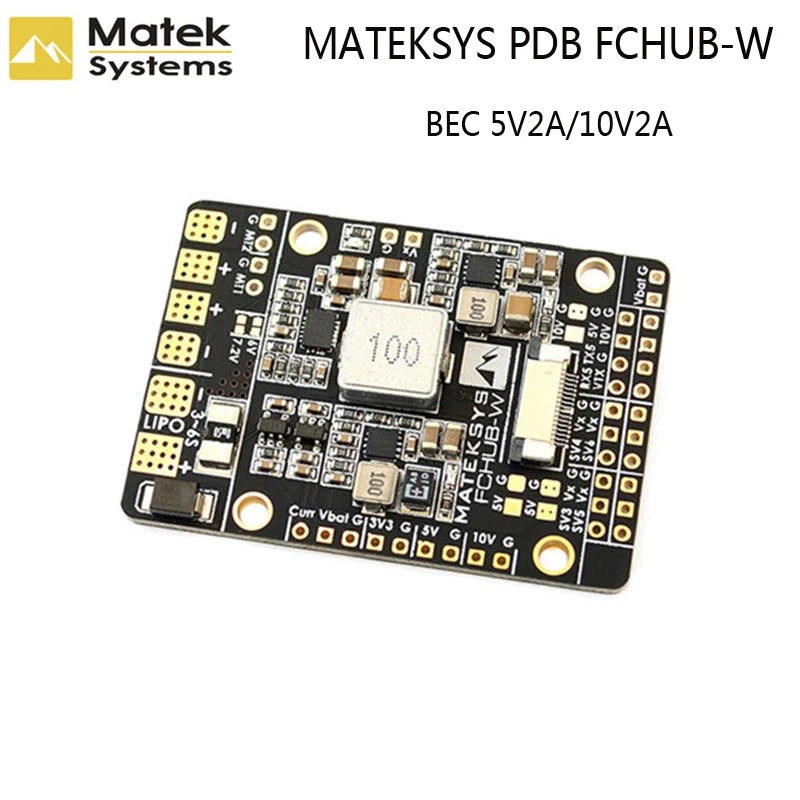Matek Mateksys PDB FCHUB-W 3-6S Built-in 4 BEC & 104A Current Sensor for FPV DIY Drone Distribution board BEC 5V2A / 10V2A
Matek Mateksys PDB FCHUB-W 3-6S Built-in 4 BEC & 104A Current Sensor for FPV DIY Drone Distribution board BEC 5V2A / 10V2A