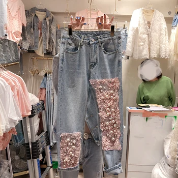 Lace Jeans Pants for Women 2020 Spring and Summer New Europe Cargo Heavy Beaded Stereo Lace High-Waisted Jeans
Lace Jeans Pants for Women 2020 Spring and Summer New Europe Cargo Heavy Beaded Stereo Lace High-Waisted Jeans