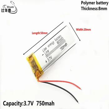 Good Qulity 3.7V 750mAh 802050 Lithium Polymer Li-Po li ion Rechargeable Battery cells For Mp3 MP4 MP5 GPS mobile bluetooth
Good Qulity 3.7V 750mAh 802050 Lithium Polymer Li-Po li ion Rechargeable Battery cells For Mp3 MP4 MP5 GPS mobile bluetooth