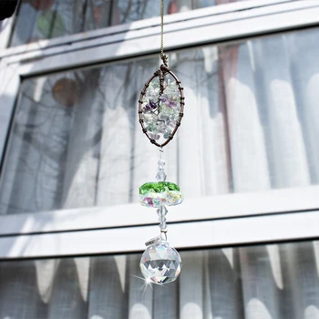 H&D Handmade Gemstone Leaf Suncatcher Healing Crystal Window Hanging Drops Ornament Rainbow Maker Home Garden Decor Wedding Gift 
H&D Handmade Gemstone Leaf Suncatcher Healing Crystal Window Hanging Drops Ornament Rainbow Maker Home Garden Decor Wedding Gift