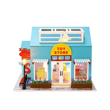 

Miniature 3D House Dust Proof Toy Store Miniature DIY Miniature Dollhouse Kit With Clockwork Movement For Kids Toys