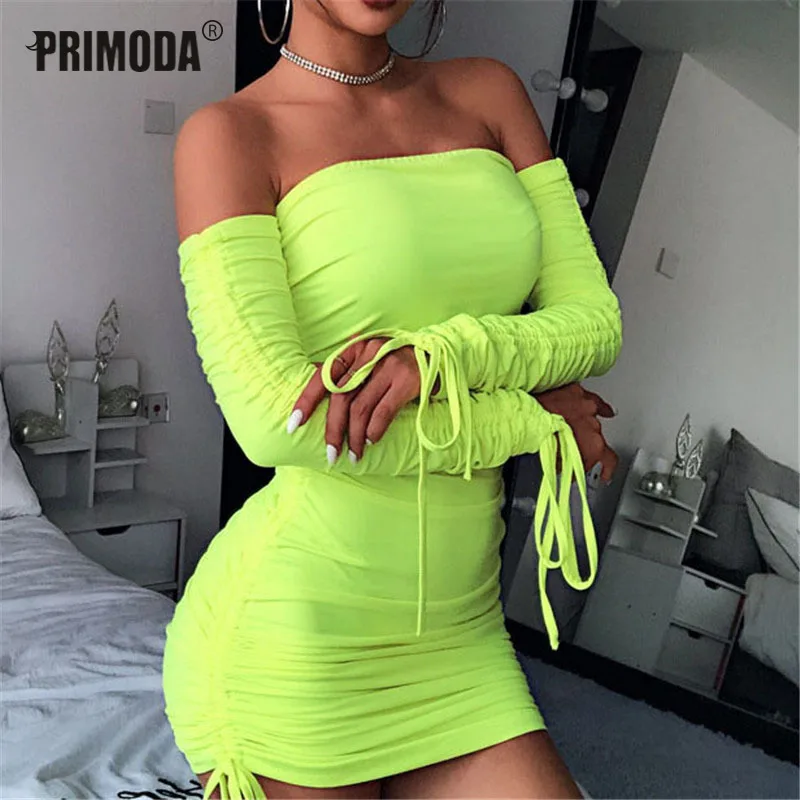 Lace Up Bandage Dress Wrapped Dress Strapless Neon Fluorescent Green Drawstring Tight Winter Hip Female Sexy Party Dress PR340M
Lace Up Bandage Dress Wrapped Dress Strapless Neon Fluorescent Green Drawstring Tight Winter Hip Female Sexy Party Dress PR340M