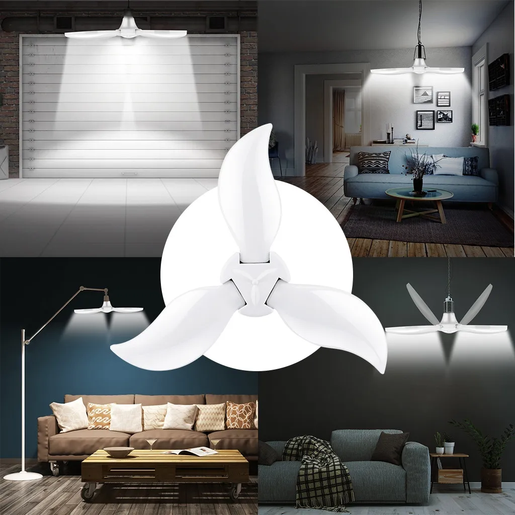 45W E27 LED Foldable Fan Blade Bulb Garage Lamp Shop Work Lights Home Ceiling Fixture Deformable Lamp Industrial Lamp
45W E27 LED Foldable Fan Blade Bulb Garage Lamp Shop Work Lights Home Ceiling Fixture Deformable Lamp Industrial Lamp