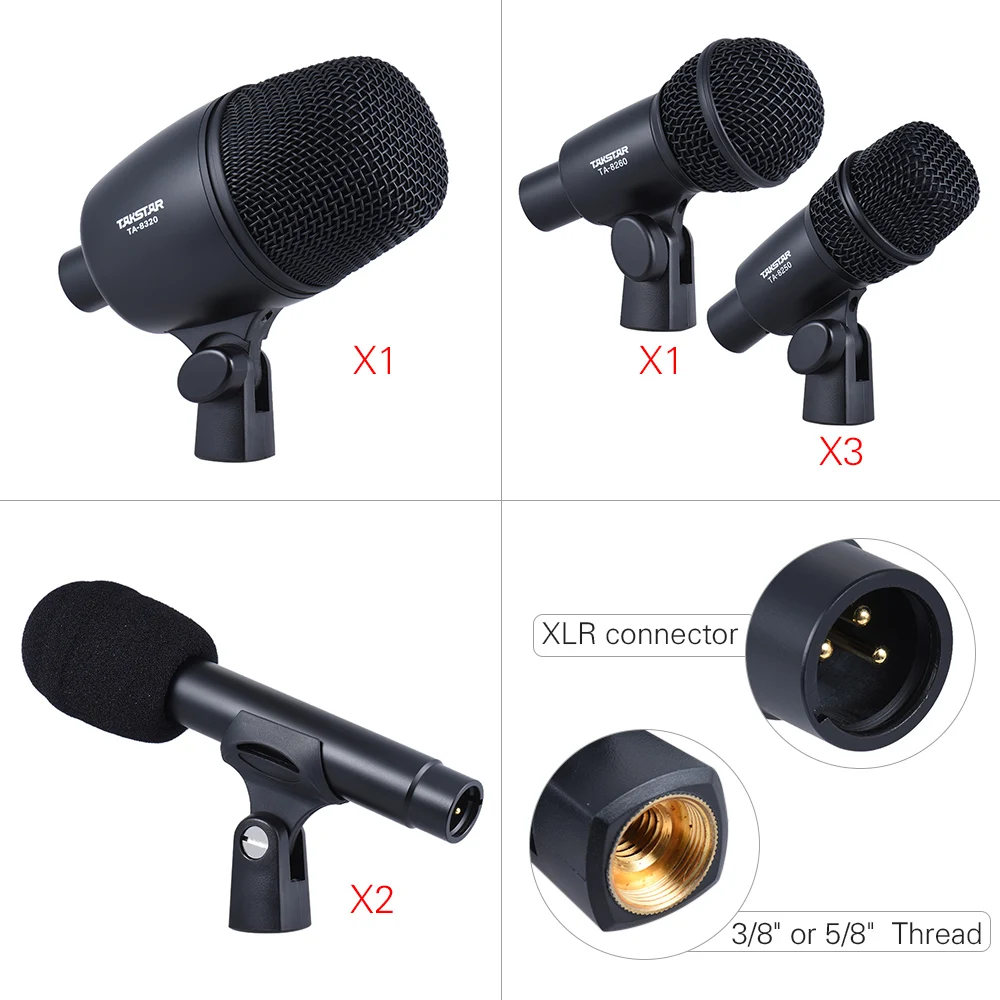 TAKSTAR DMS-7AS Professional Wired Microphone Mic Kit for Drum Set Musical Instruments with Standard Mounting Thread Carrying
TAKSTAR DMS-7AS Professional Wired Microphone Mic Kit for Drum Set Musical Instruments with Standard Mounting Thread Carrying