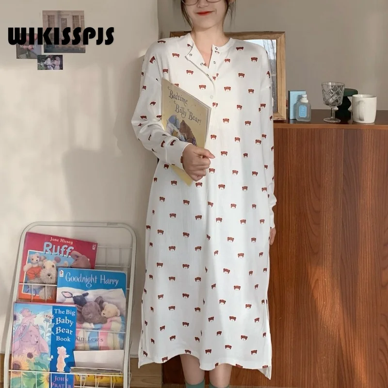 WIKISSPJS Autumn Winter New Japanese Ice Cream Bear Long Sleeve Pajamas Long Home Clothes Nightdress Sleep Wear Slip Dress Y2k
WIKISSPJS Autumn Winter New Japanese Ice Cream Bear Long Sleeve Pajamas Long Home Clothes Nightdress Sleep Wear Slip Dress Y2k
