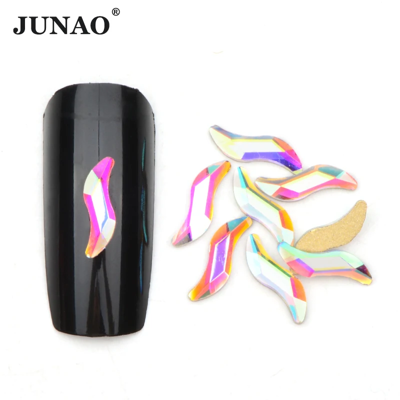 JUNAO 50Pcs 2x9mm S Shape Glass Nail Rhinestone Flatback Fancy Crystal Stones Glue On Nail Strass Sticker Nail Art Decoration
JUNAO 50Pcs 2x9mm S Shape Glass Nail Rhinestone Flatback Fancy Crystal Stones Glue On Nail Strass Sticker Nail Art Decoration