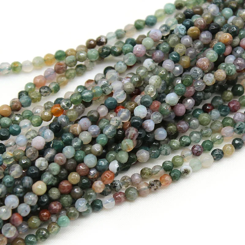 

Natural Faceted India Agates Stone Beads Round Spacer Loose Beads 2 3 4mm for Jewelry Making DIY Accessories Bracelet 15''
