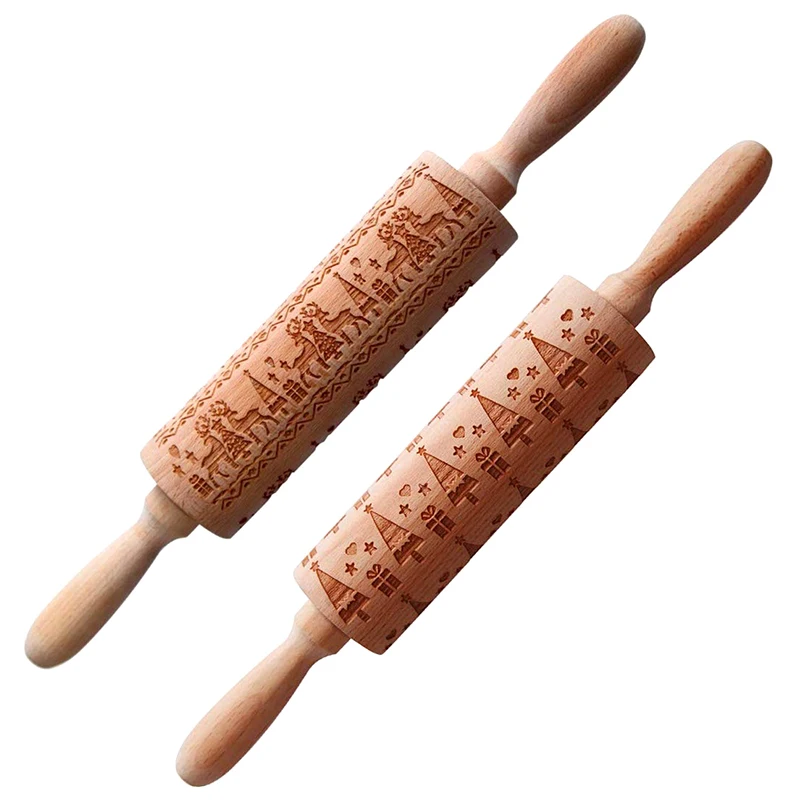 Christmas Wooden Rolling Pin Deep Embossed With Christmas Deer And Tree Symbols Pattern For Baking Pastries Or Cookies Tool
Christmas Wooden Rolling Pin Deep Embossed With Christmas Deer And Tree Symbols Pattern For Baking Pastries Or Cookies Tool