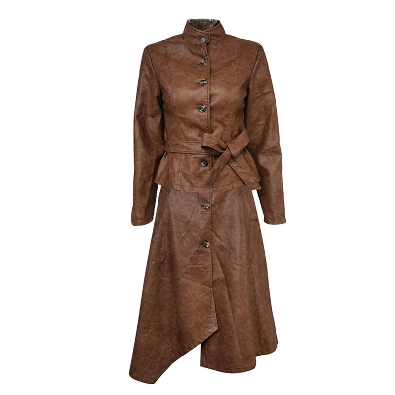 2019 New Fashion PU Leather Woman Two Piece Sets Long Sleeve Sashes Jacket Coats High Waist Irregular Skirts Fall 2 Piece Suits
2019 New Fashion PU Leather Woman Two Piece Sets Long Sleeve Sashes Jacket Coats High Waist Irregular Skirts Fall 2 Piece Suits