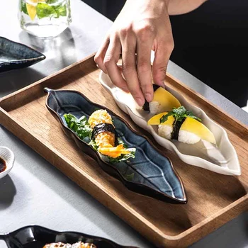Ceramic Sushi Dessert Leaf Plate Japanese Irregular Long Strip Cuisine Fruit Plate Hotel Restaurant Tableware Kitchen Supplies
Ceramic Sushi Dessert Leaf Plate Japanese Irregular Long Strip Cuisine Fruit Plate Hotel Restaurant Tableware Kitchen Supplies