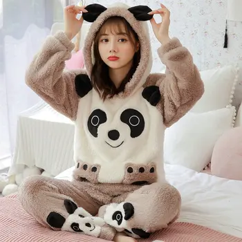 Cute Cartoon Flannel Thick Warm Women's Pajama Sets Loose Soft Coral Velvet Lounge Suit 2020 Autumn Winter Female Nightie 
Cute Cartoon Flannel Thick Warm Women's Pajama Sets Loose Soft Coral Velvet Lounge Suit 2020 Autumn Winter Female Nightie