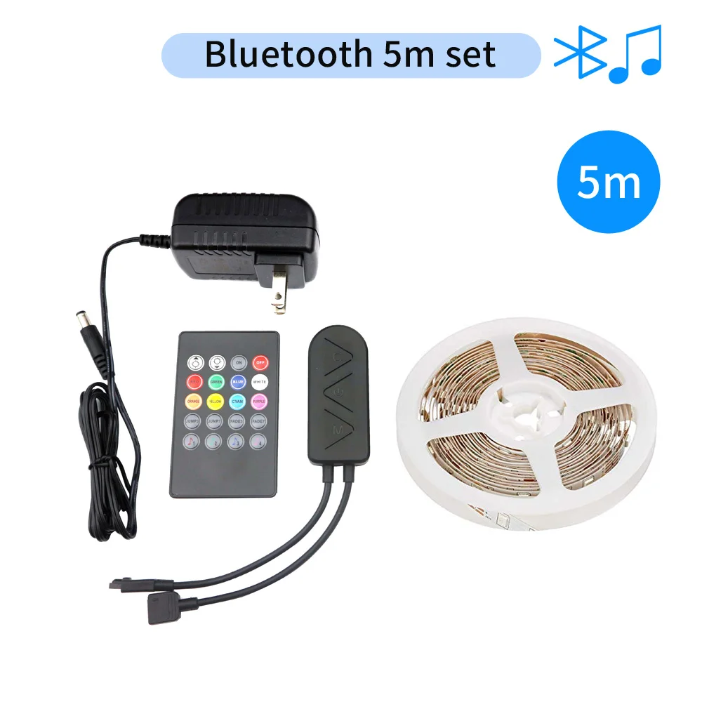 DC12V 5050 LED Strip RGB 30LEDs/m 5M with Bluetooth Controller and 1.5A power supply LED Strip set
DC12V 5050 LED Strip RGB 30LEDs/m 5M with Bluetooth Controller and 1.5A power supply LED Strip set