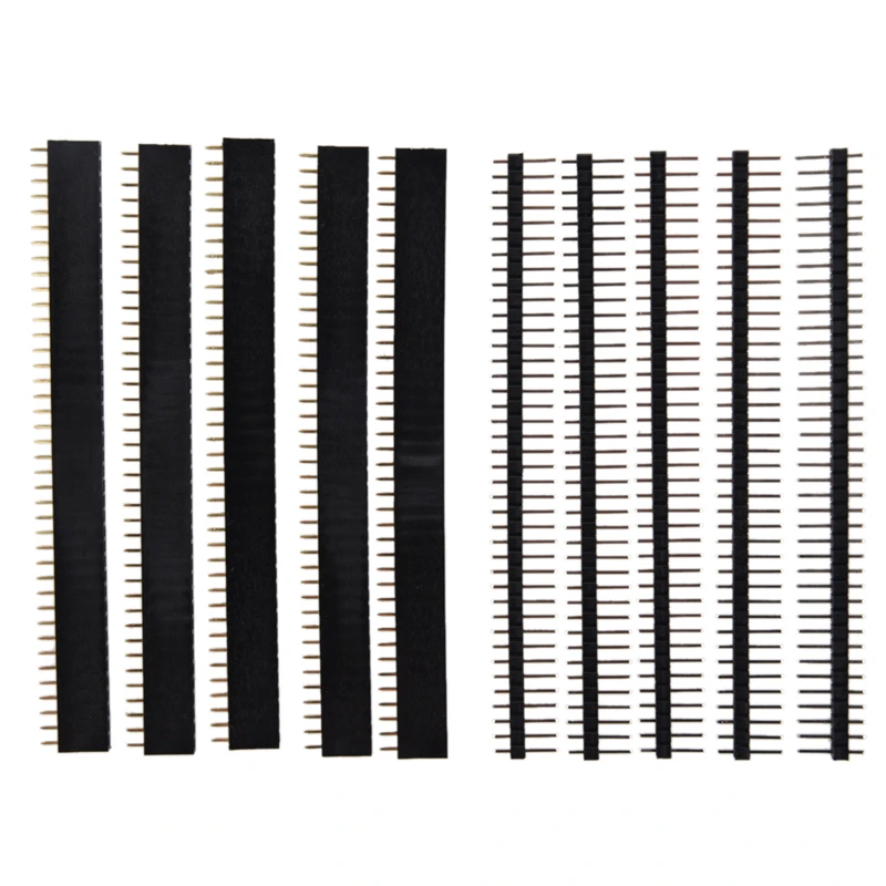 5 PCS Pack 40 Pin 2.54mm Single Row Straight Male + Female Pin Header Strip black
5 PCS Pack 40 Pin 2.54mm Single Row Straight Male + Female Pin Header Strip black