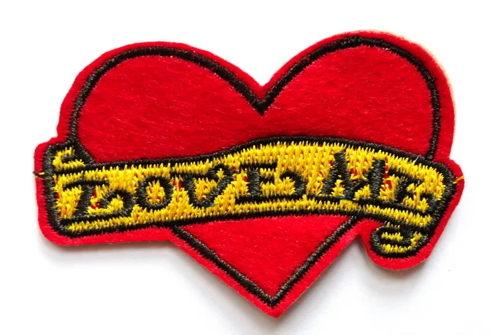 

(5 pcs) Love Me Red heart tattoo biker hippie boho retro fun applique iron on patch ( about 6.7*4.2 cm)