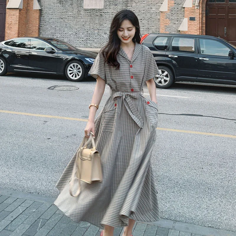 2020 New Style Plaid French Retro Dress Women's Laziness-Style Charade Long Skirts Summer Joint INS Skirt
2020 New Style Plaid French Retro Dress Women's Laziness-Style Charade Long Skirts Summer Joint INS Skirt
