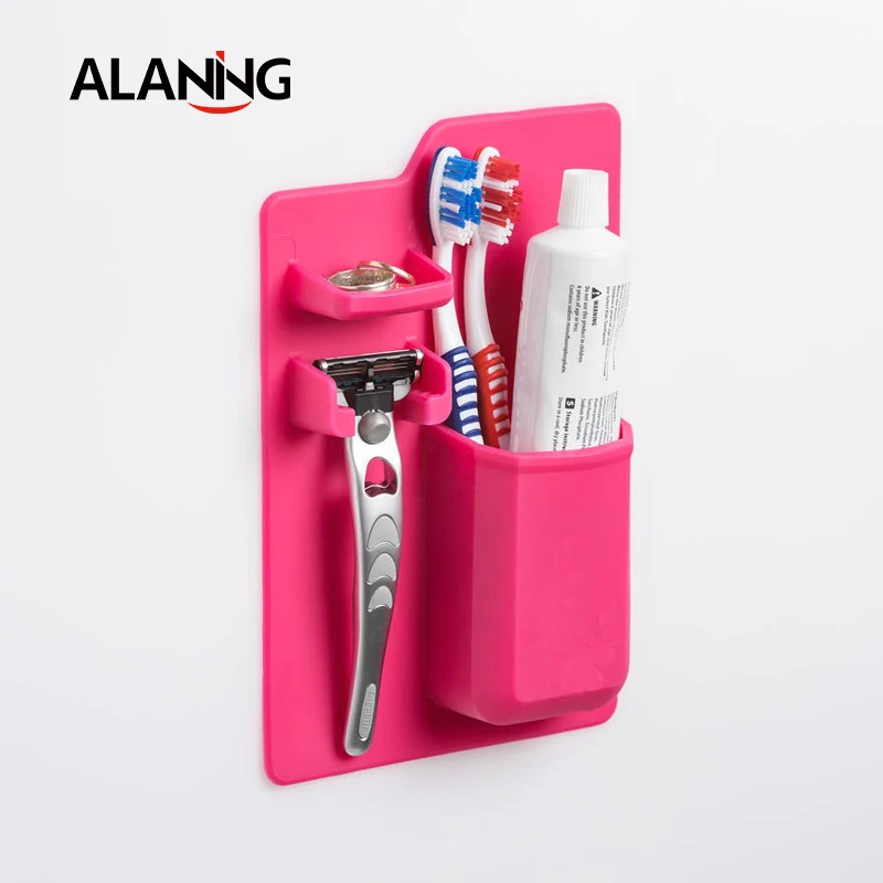 Multifunction Wall-mounted Silicone Toothbrush Toothpaste Holder Bathroom Wash Supplies Razor Storage Box Organizer | Дом и сад