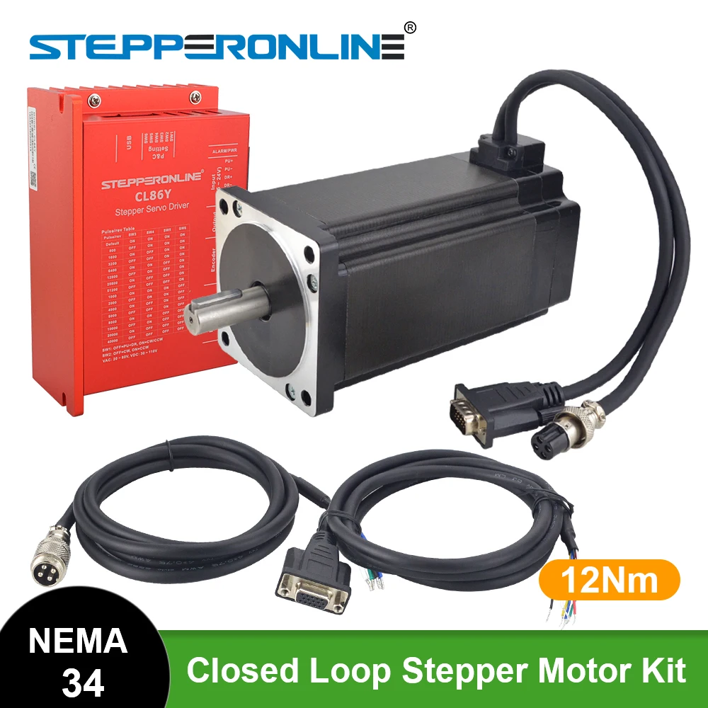 

1 Axis Closed Loop Stepper Motor Kit 12Nm Nema 34 Closed Loop Motor 6A / Nema34 Servo Motor Kits  2pcs Extension Cables