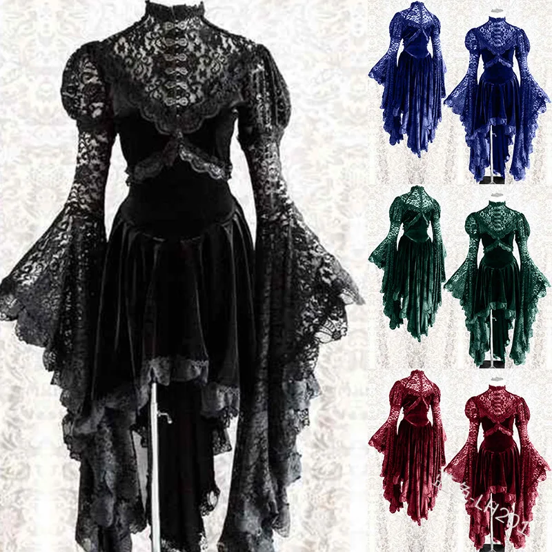 Женский Асимметричный костюм для косплея черное красное платье макси в
