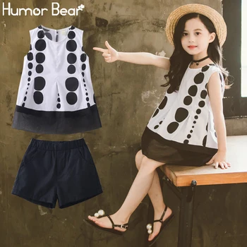 Humor Bear Big Girl Clothes Kids Girls Suit Korean Sleeveless Polka Dot T-shirt+ Shorts 2Pcs Girls Clothing Sets 4-13Y
Humor Bear Big Girl Clothes Kids Girls Suit Korean Sleeveless Polka Dot T-shirt+ Shorts 2Pcs Girls Clothing Sets 4-13Y