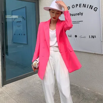 Vintage Double Breasted Office Ladies casual Blazer Long Sleeve solid color Suit Coat Jacket Women blazers Female 2020
Vintage Double Breasted Office Ladies casual Blazer Long Sleeve solid color Suit Coat Jacket Women blazers Female 2020