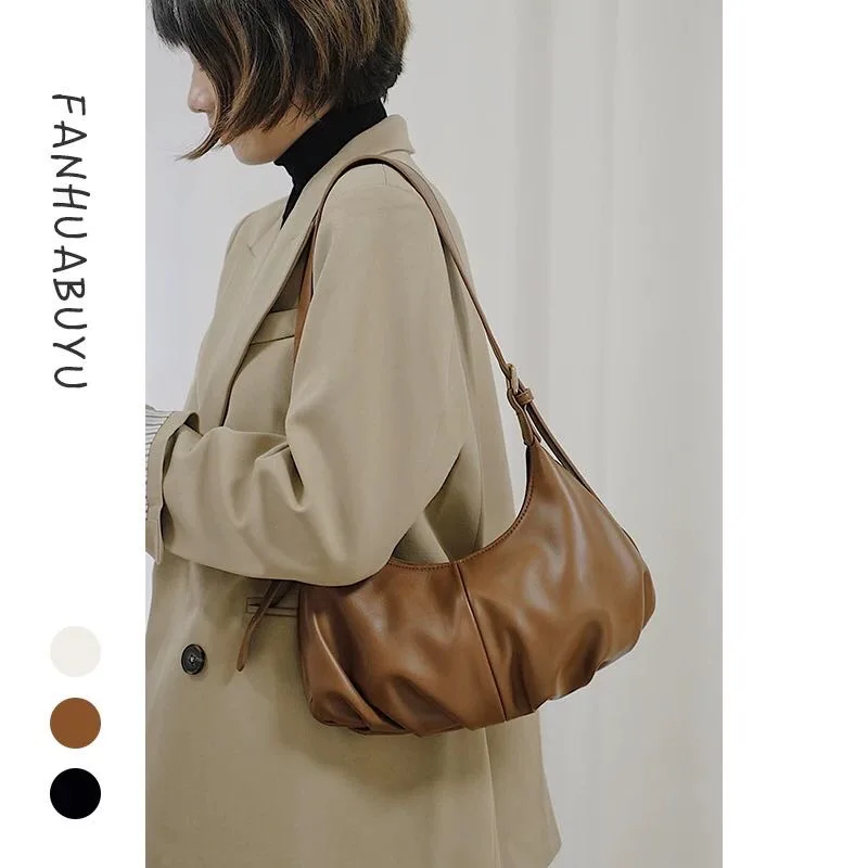 French Style Vintage Women Bag Single Shoulder Simple Design Fold Armpit Crossbody Bag Solid Color Soft PU Leather 2020 Fashion 
French Style Vintage Women Bag Single Shoulder Simple Design Fold Armpit Crossbody Bag Solid Color Soft PU Leather 2020 Fashion
