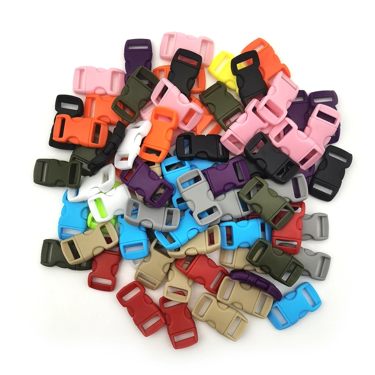 

10Pcs 3/8" 10mm Side Release Buckle Curved Parachute 550 Paracord Bracelet DIY Dog Collar Strap Webbing Outdoor Camp