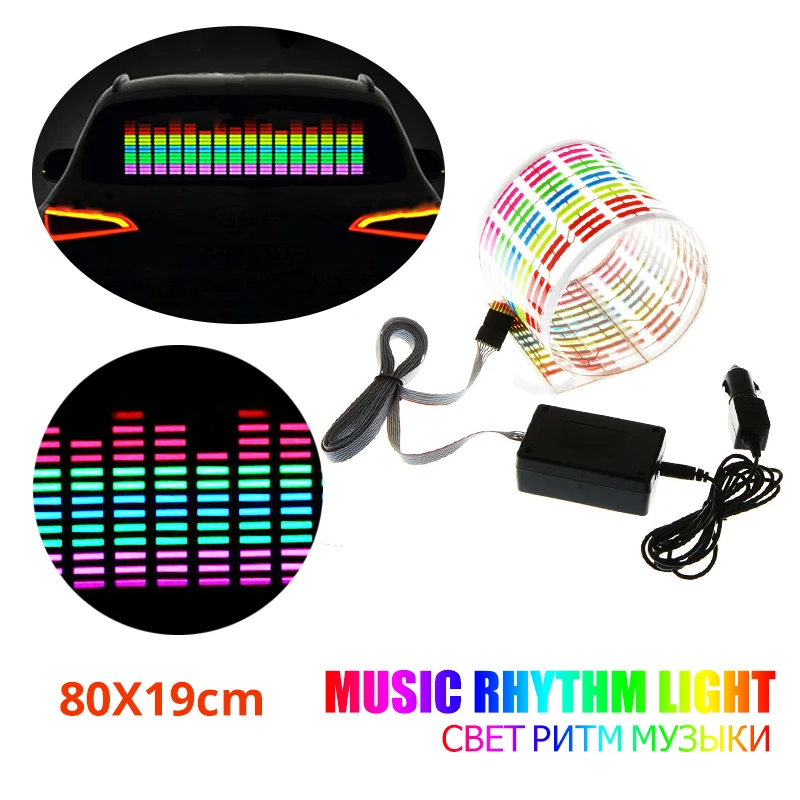 80X19cm Car Music Rhythm Light Flash Car Sticker Music Rhythm LED Sheet Light Lamp Sound Music Activated Equalizer
80X19cm Car Music Rhythm Light Flash Car Sticker Music Rhythm LED Sheet Light Lamp Sound Music Activated Equalizer