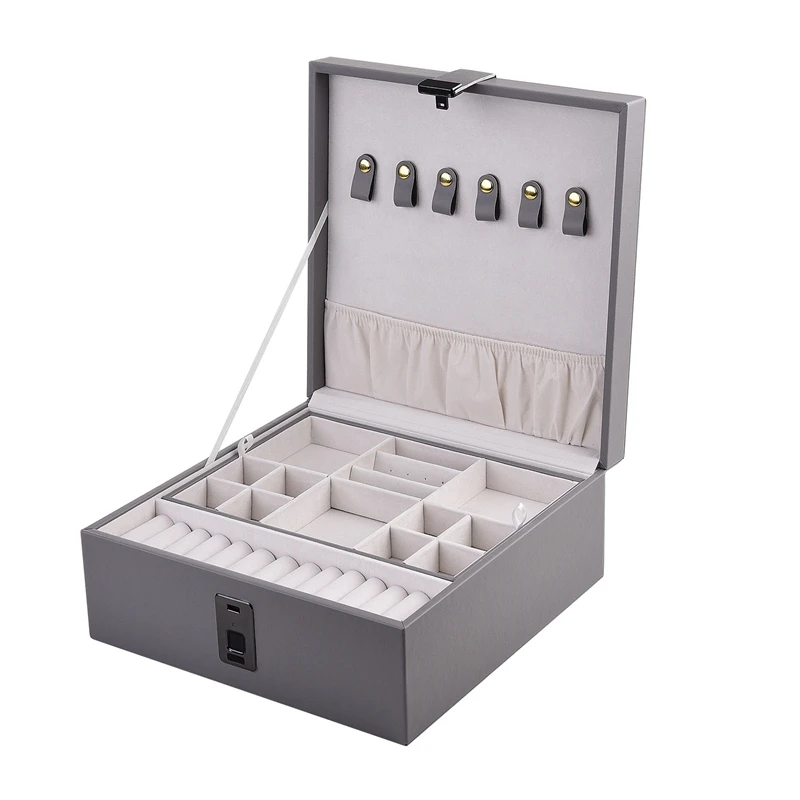 PU Leather Jewelry Storage Box Fingerprint Unlock Watch Necklace Bracelet Display Tray Organizer Large Capacity Storage Case
PU Leather Jewelry Storage Box Fingerprint Unlock Watch Necklace Bracelet Display Tray Organizer Large Capacity Storage Case