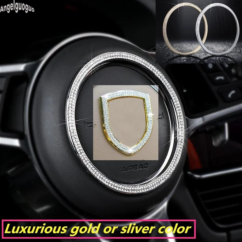 Luxurious For Porsche 911 Macan Panamera Cayenne Boxster etc Car Steering Wheel Badge Decoration Frame Cover Logo Ring Sticker