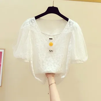 Lace Women Blouse 2020 Summer New Solid Slash Neck Lantern Sleeved Loose Lady Elegant Pulls Outwear Coat Tops
Lace Women Blouse 2020 Summer New Solid Slash Neck Lantern Sleeved Loose Lady Elegant Pulls Outwear Coat Tops
